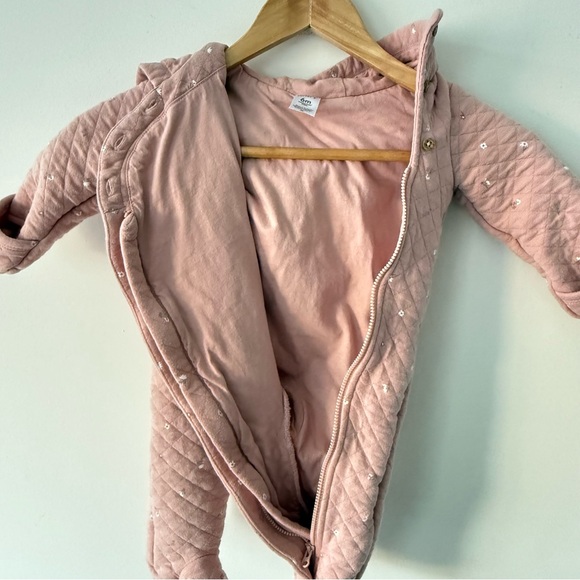 Carter's Soft Blush Pink Floral Quilted One Piece Bunting 6 Months - Picture 8 of 9